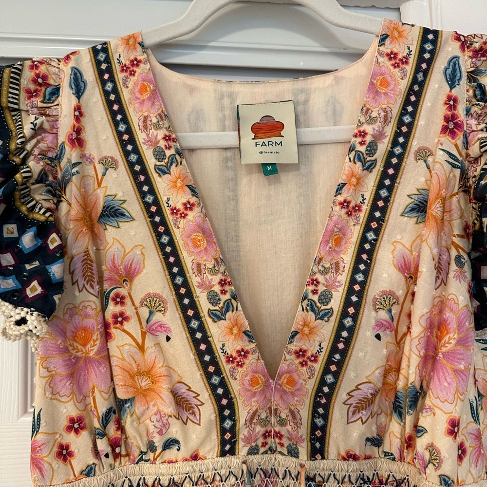 FARM Rio Cream Floral Maxi Dress with Navy Trim - Picture 4 of 5